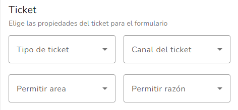 Selector de tipo de ticket