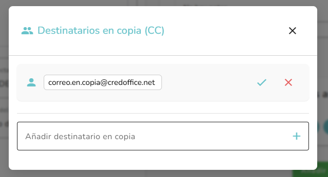Editar correos en copia con botones de confirmación