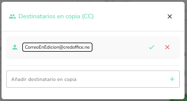 Editar correos en copia con botones de confirmación